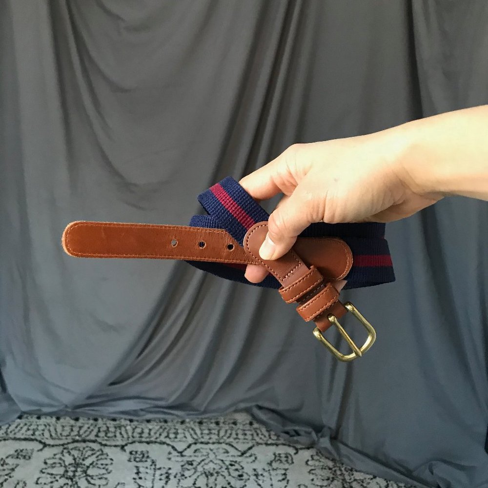 Vintage coach linen leather belt blue Medium large - Picture 1 of 7